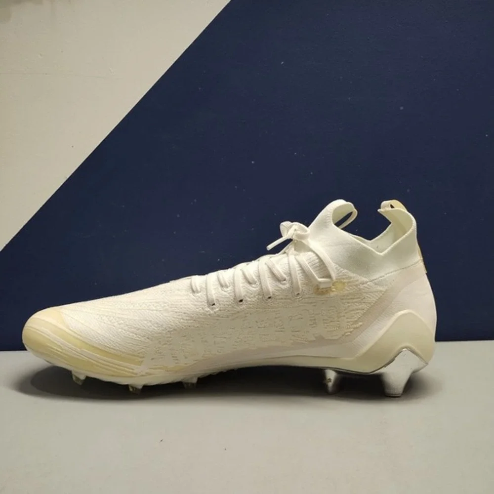 Adidas Adizero Primeknit Football Cleats Men 18 White Tan Slip Resistant Lace-Up